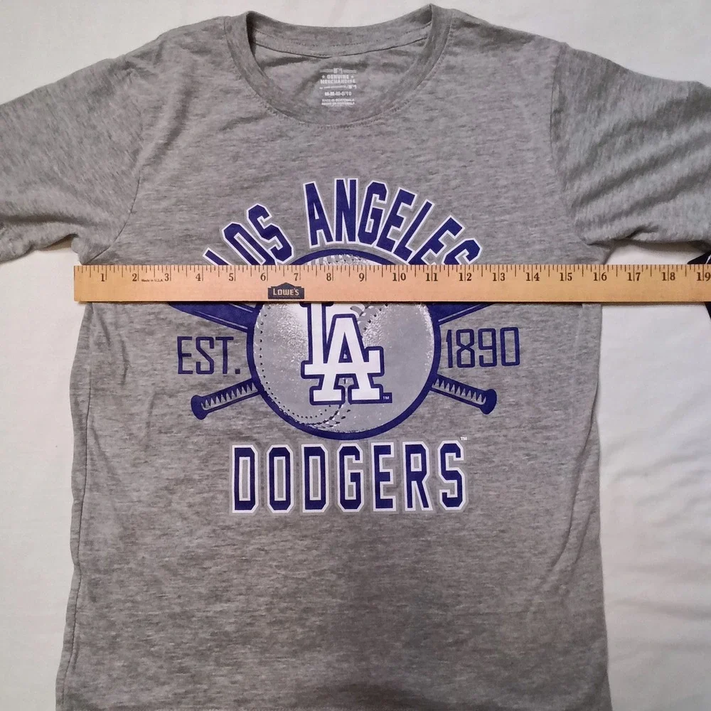 MLB GENUINE MERCHANDISE T-Shirt Kids 8/10 Grey Dodgers Baseball Graphic Tee